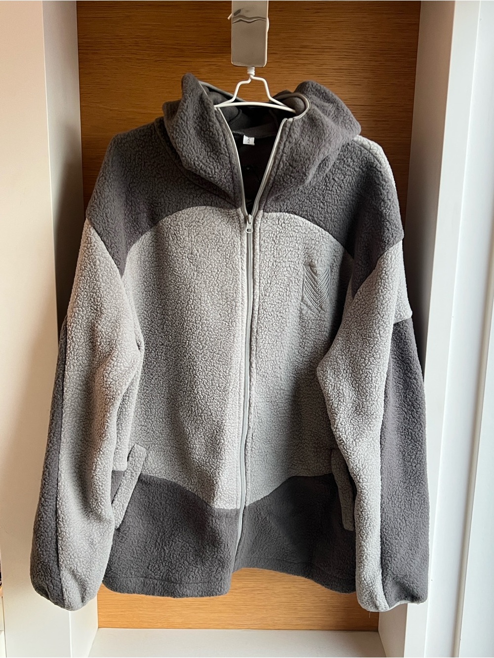 ATTACK on Titan Men's Two-Tone Grey Sherpa Zip Hoodie Jacket